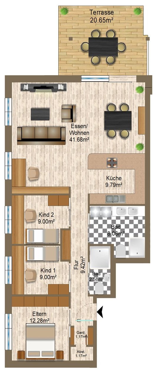 Grundriss der Wohnung 1