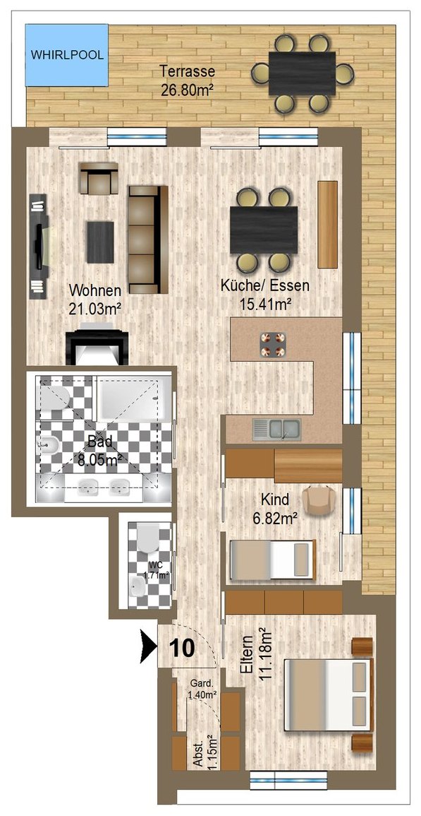 Grundriss der Wohnung 10