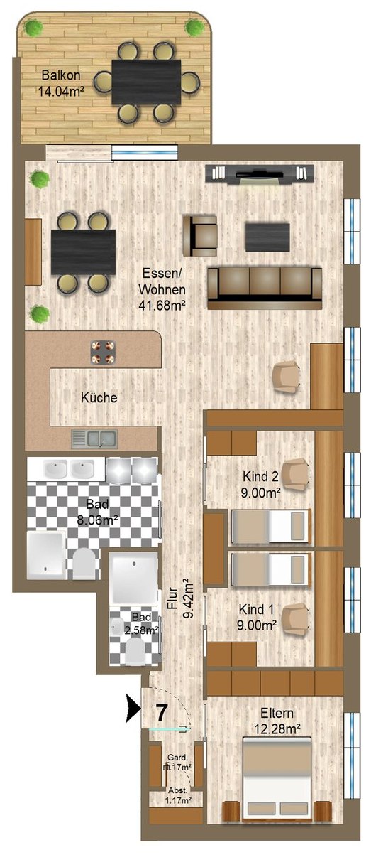 Grundriss der Wohnung 7