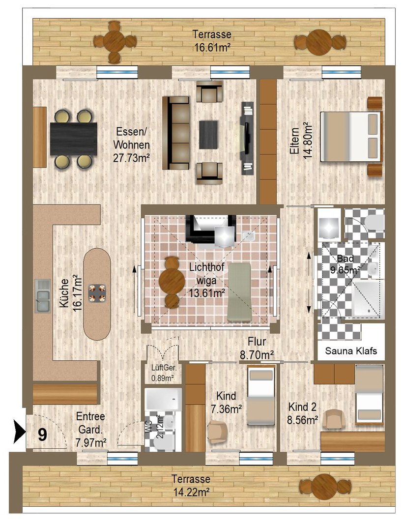 Grundriss der Wohnung 9