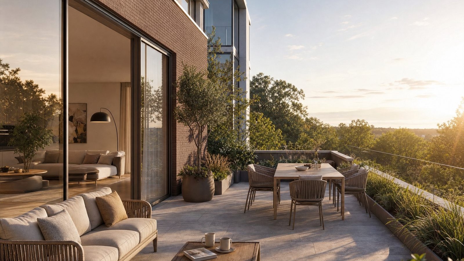 PLATZHALTER – Terrasse in der Abendsonne